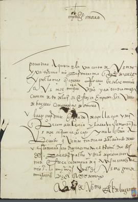 Carta de Alonso de Lugones al Concejo, Justicia y Regimiento de Mazarrón