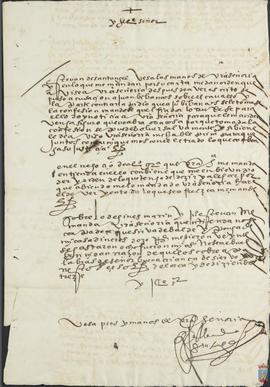 Carta de Esteban de Santangel al Concejo, Justicia y Regimiento de Mazarrón